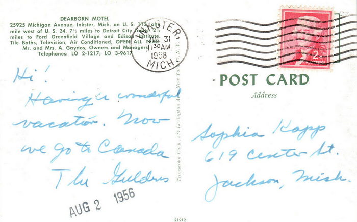 Villager Inn (Dearborn Motel) - Old Postcard (newer photo)